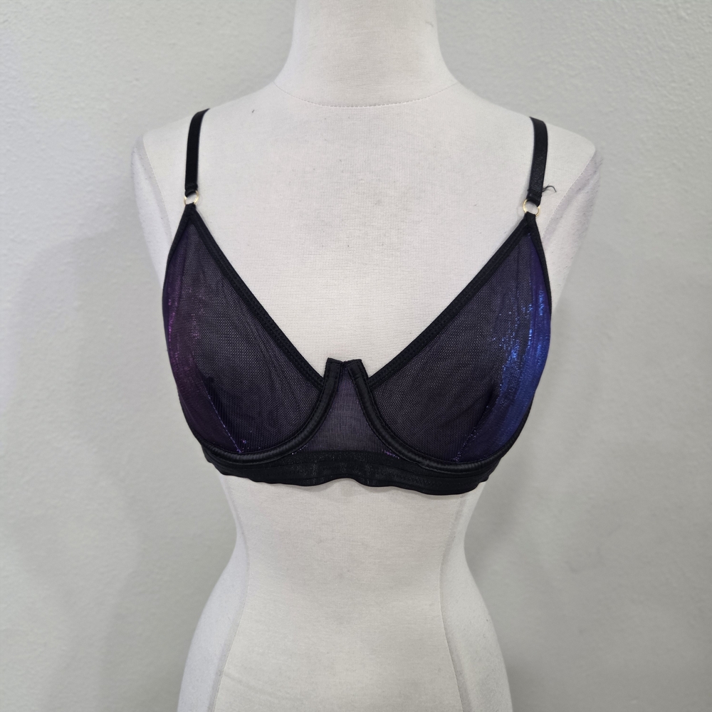 Chic Black and Purple Women's Bra